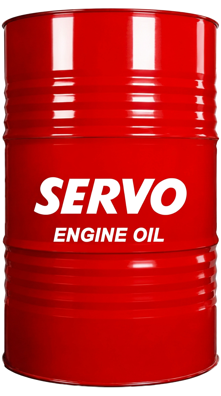 Red SERVO oil barrel — IndianOil Cylinder Oils marine lubricant packaging